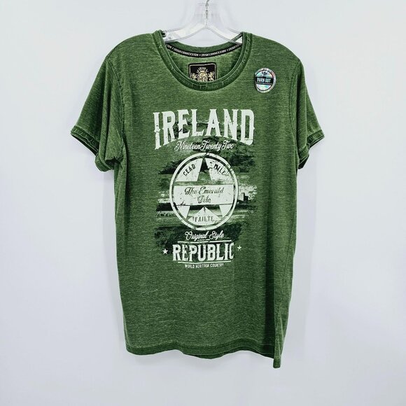 Irish Connexxtion Unisex TShirt M Green Melange Burnout Short Sleeve Dublin New - Picture 1 of 10